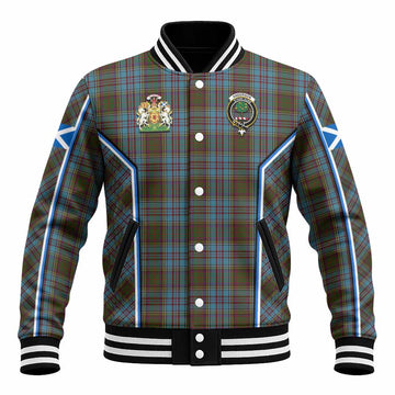 Anderson Tartan Crest Baseball Jacket Scotland Coat of Arm Flag Style