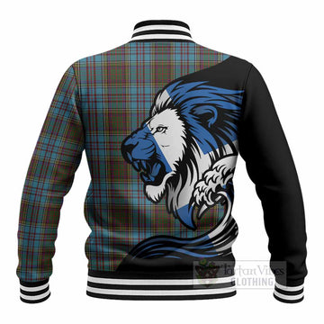 Anderson Tartan Crest Baseball Jacket Scottish Golden Lions Wave Flow