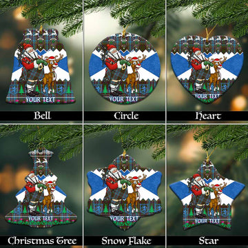 Anderson Tartan Crest Christmas Ceramic Ornament Scotland Santa With Bagpipes Cute Reindeer