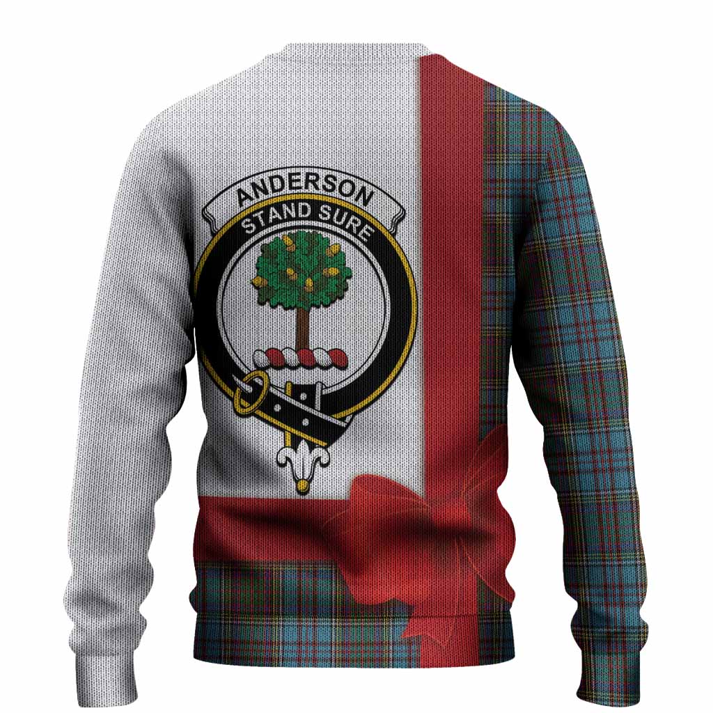 Anderson Tartan Crest Christmas Christmas Ugly Sweater Highland Cow Bagpipes Coquette Bow Style