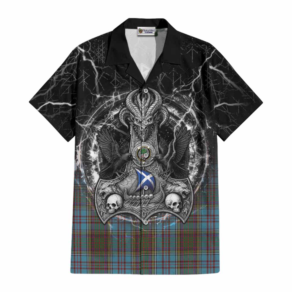 Anderson Tartan Crest Cotton Hawaiian Shirt Celtic Odin's Raven Legacy