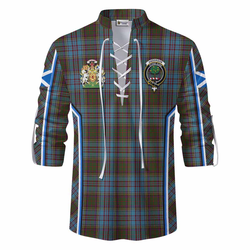 Anderson Tartan Crest Ghillie Kilt Shirt Scotland Coat of Arm Flag Style - Tartan Vibes Clothing