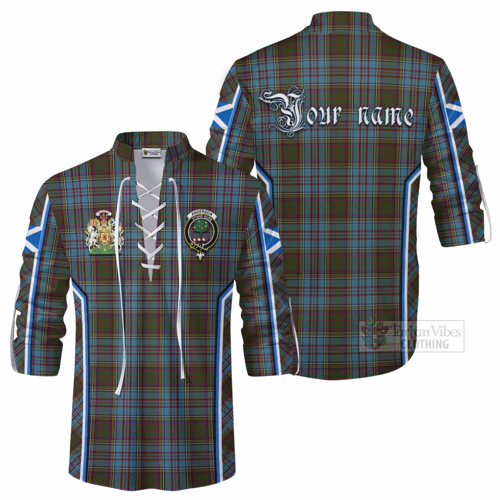 Anderson Tartan Crest Ghillie Kilt Shirt Scotland Coat of Arm Flag Style - Tartan Vibes Clothing