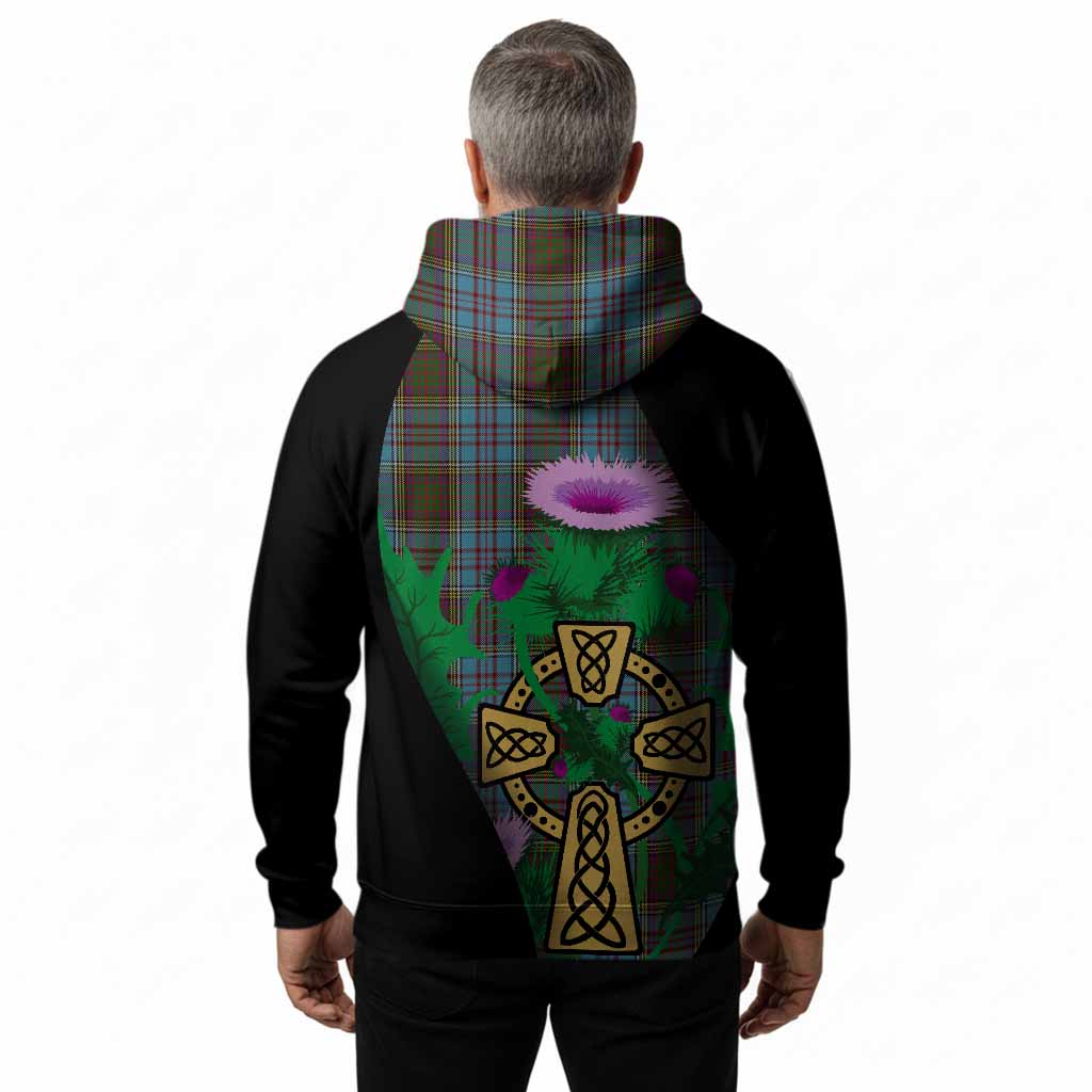 Anderson Tartan Crest Hoodie Celtic Cross Thistle Flowers