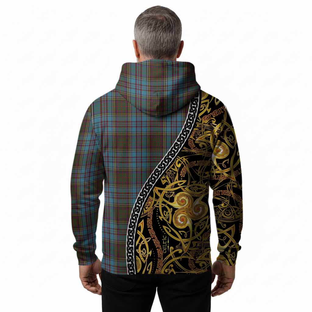 Anderson Tartan Crest Hoodie Celtic Knot and Triple Trickle Spiral Symbols