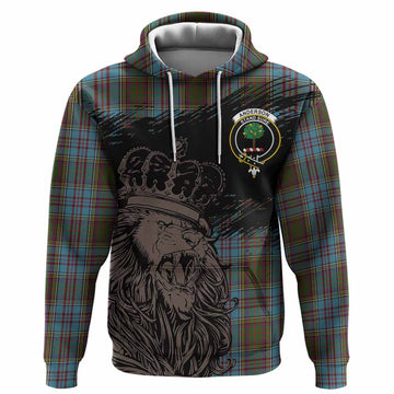 Anderson Tartan Crest Hoodie Crowned Lion Heritage Style