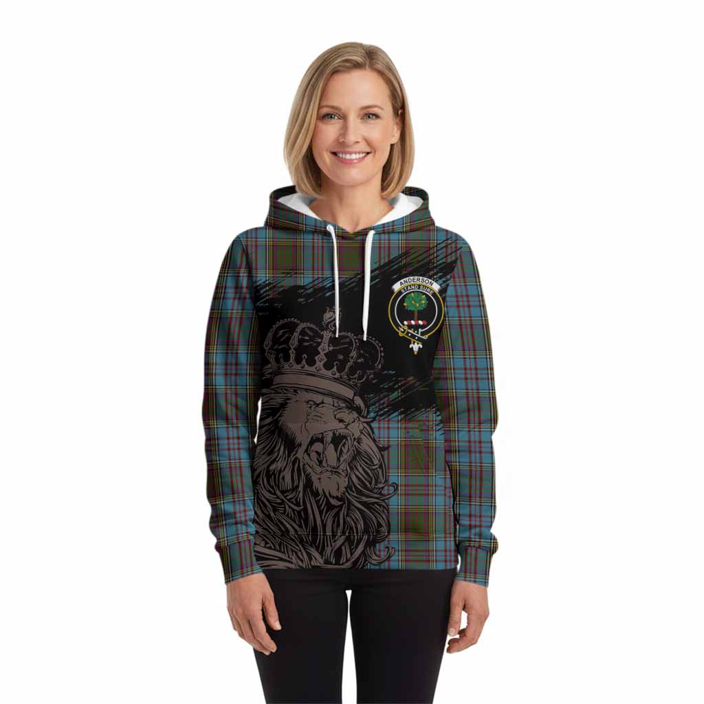 Anderson Tartan Crest Hoodie Crowned Lion Heritage Style