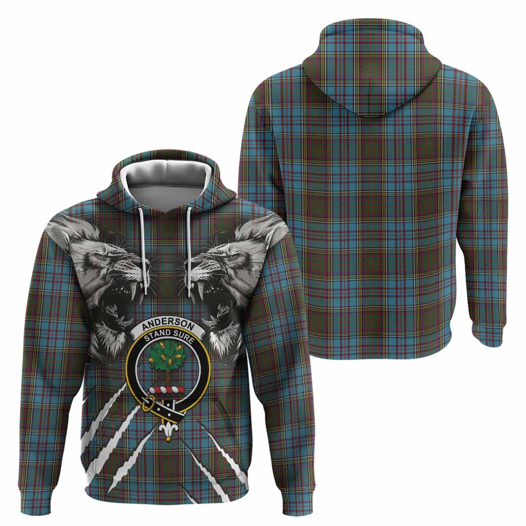 Anderson Tartan Crest Hoodie Ferocious Lion Style