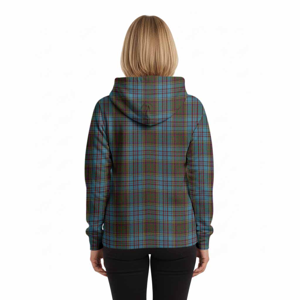 Anderson Tartan Crest Hoodie Ferocious Lion Style