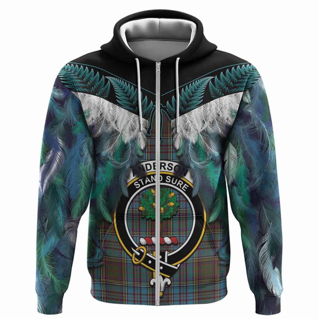 Anderson Tartan Crest Hoodie New Zealand Maori Korowai Cloak