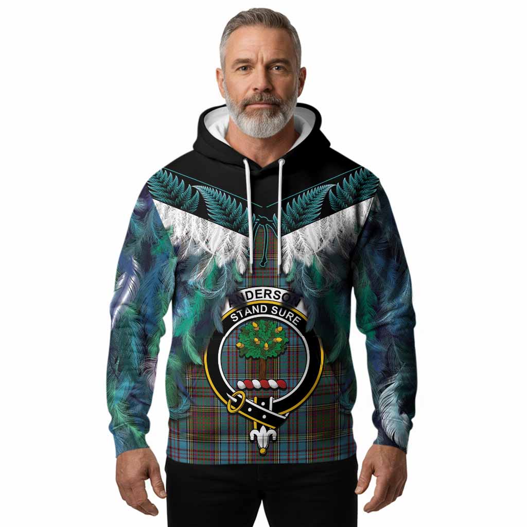 Anderson Tartan Crest Hoodie New Zealand Maori Korowai Cloak