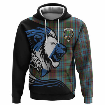 Anderson Tartan Crest Hoodie Scottish Golden Lions Wave Flow