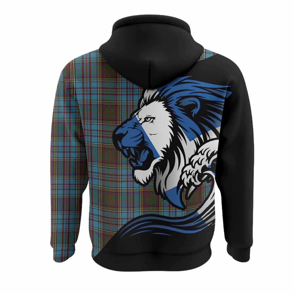 Anderson Tartan Crest Hoodie Scottish Golden Lions Wave Flow