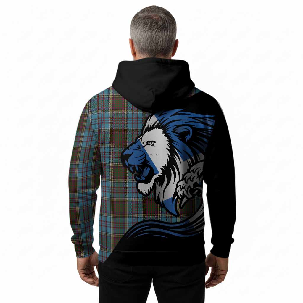 Anderson Tartan Crest Hoodie Scottish Golden Lions Wave Flow