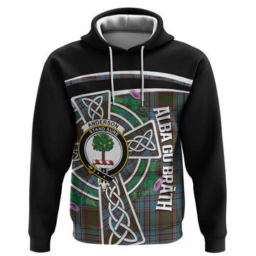 Anderson Tartan Crest Hoodie Scottish Thistle Celtic Cross Alba Gu Brath