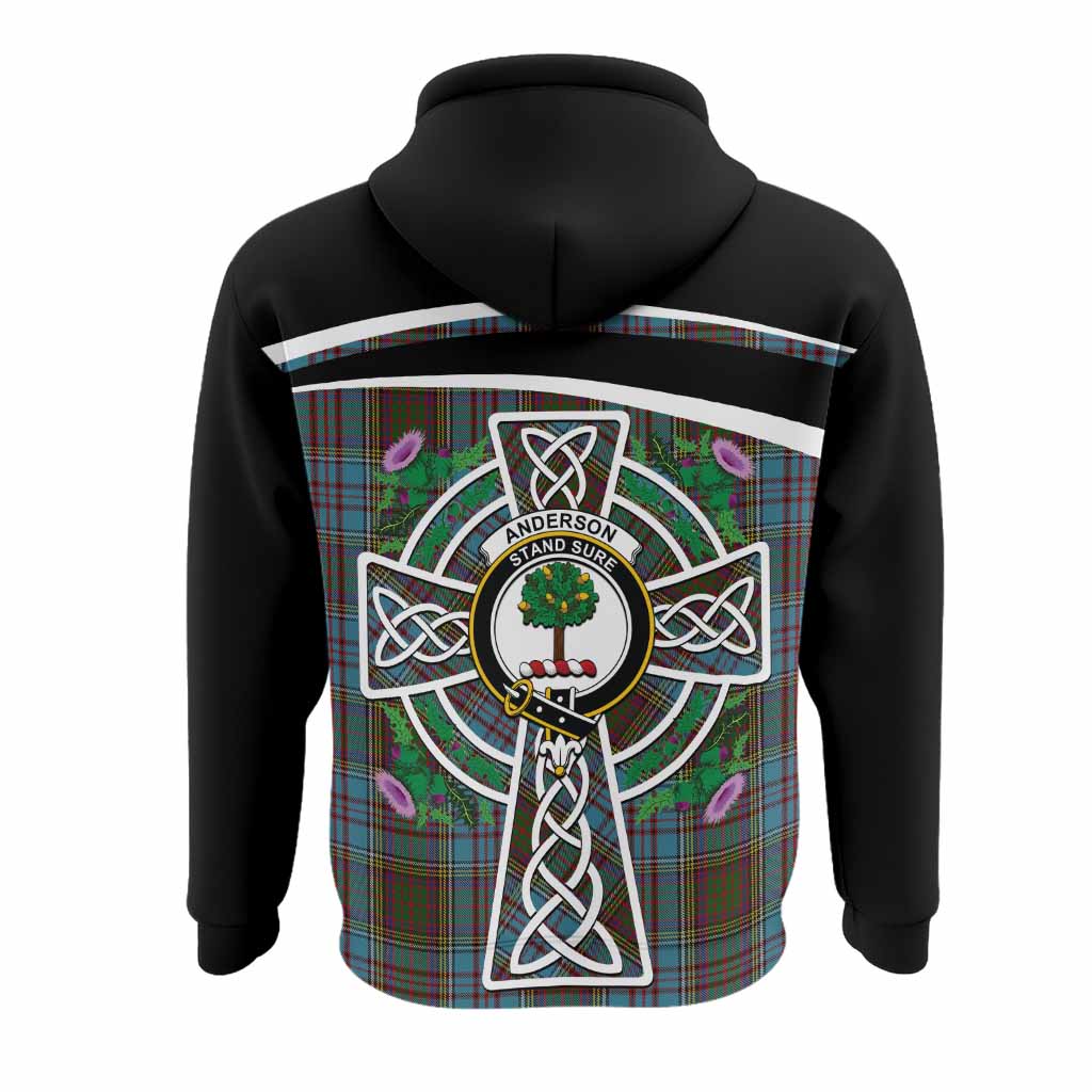 Anderson Tartan Crest Hoodie Scottish Thistle Celtic Cross Alba Gu Brath