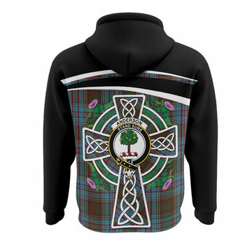 Anderson Tartan Crest Hoodie Scottish Thistle Celtic Cross Alba Gu Brath