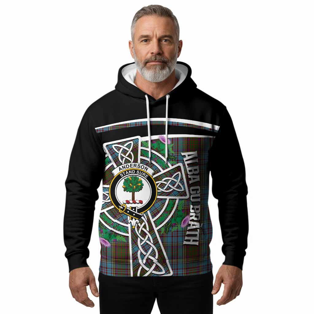 Anderson Tartan Crest Hoodie Scottish Thistle Celtic Cross Alba Gu Brath