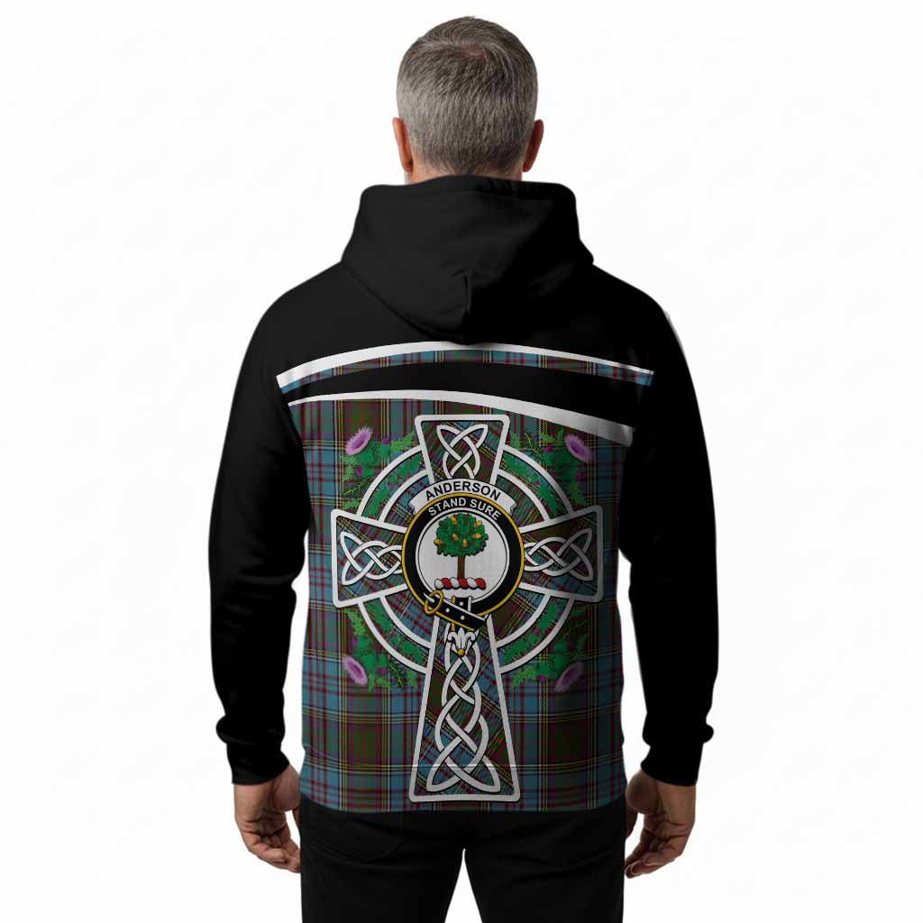 Anderson Tartan Crest Hoodie Scottish Thistle Celtic Cross Alba Gu Brath