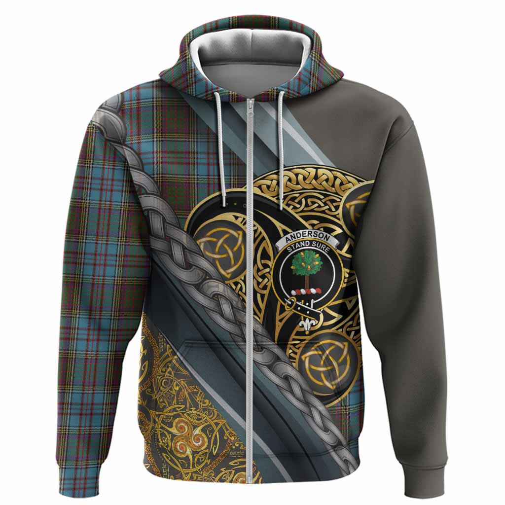 Anderson Tartan Crest Hoodie Scottish Triskele Celtic