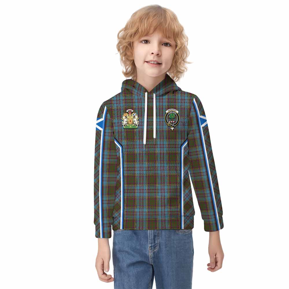 Anderson Tartan Crest Kid Hoodie Scotland Coat of Arm Flag Style - Tartan Vibes Clothing