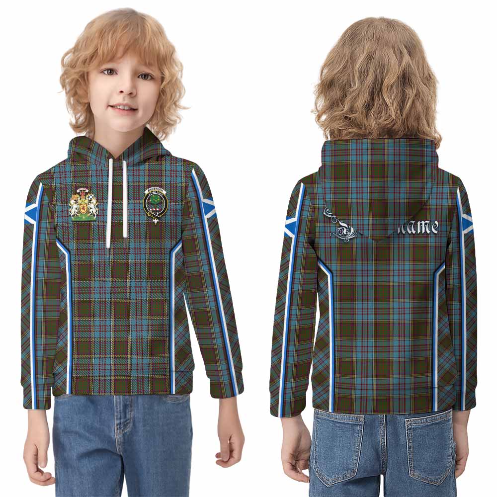 Anderson Tartan Crest Kid Hoodie Scotland Coat of Arm Flag Style - Tartan Vibes Clothing