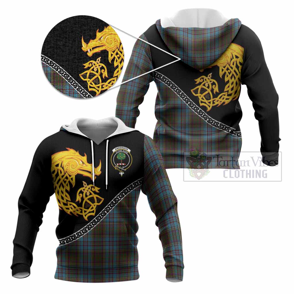 Anderson Tartan Crest Knitted Hoodie Legendary Dragon Knot Half Style