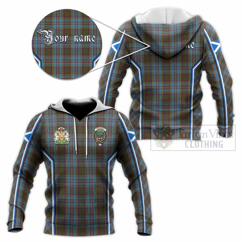 Anderson Tartan Crest Knitted Hoodie Scotland Coat of Arm Flag Style - Tartan Vibes Clothing