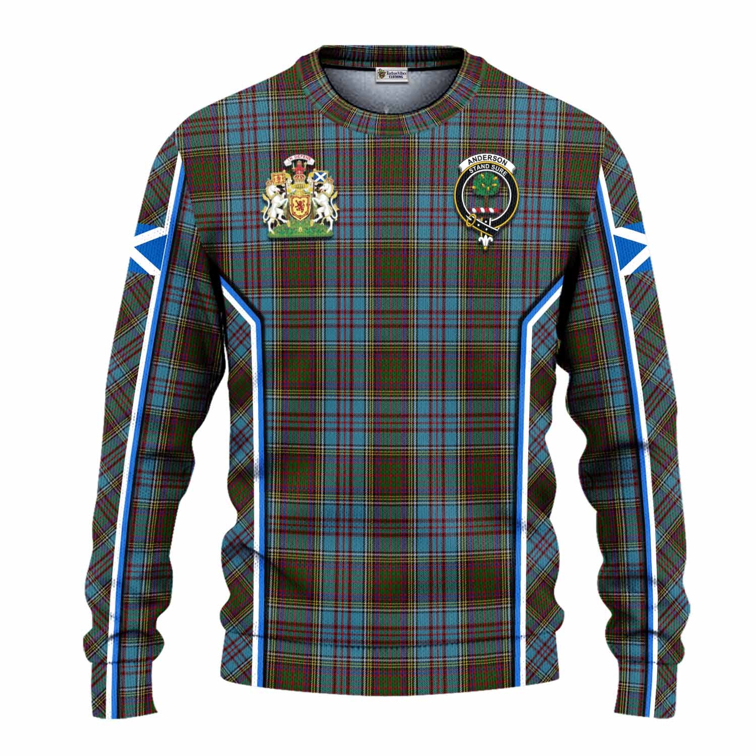 Anderson Tartan Crest Knitted Sweater Scotland Coat of Arm Flag Style - Tartan Vibes Clothing