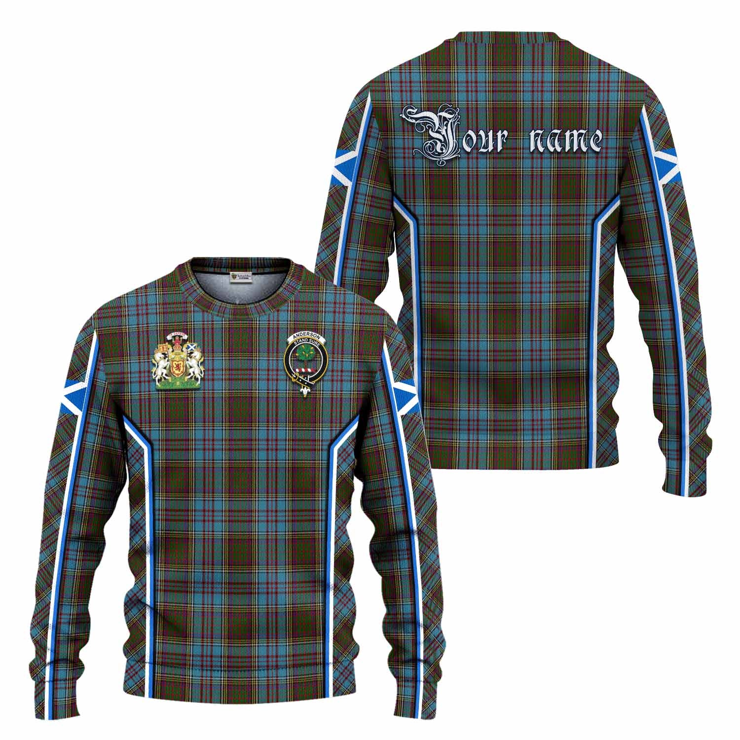 Anderson Tartan Crest Knitted Sweater Scotland Coat of Arm Flag Style - Tartan Vibes Clothing