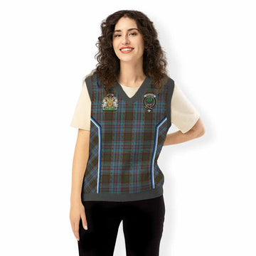 Anderson Tartan Crest Knitted V-Neck Vest Scotland Coat of Arm Flag Style