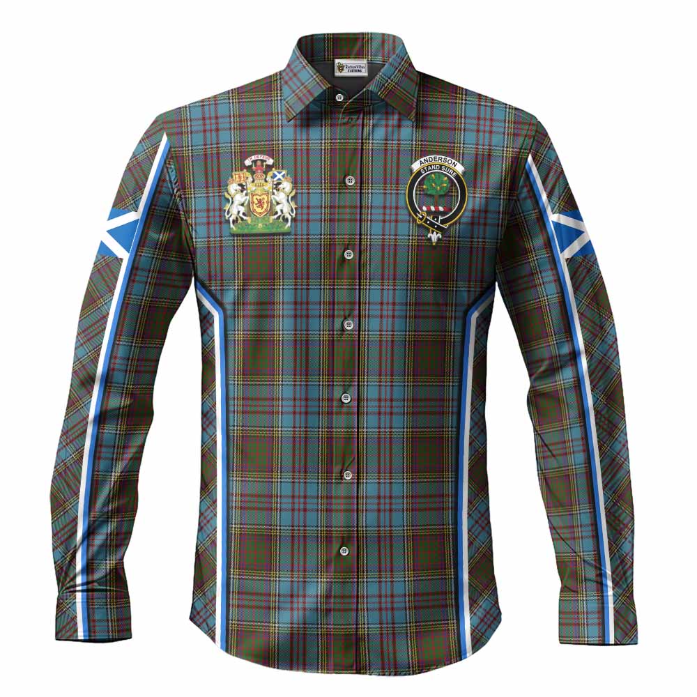 Anderson Tartan Crest Long Sleeve Button Shirts Scotland Coat of Arm Flag Style - Tartan Vibes Clothing