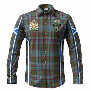 Anderson Tartan Crest Long Sleeve Button Shirts Scotland Coat of Arm Flag Style