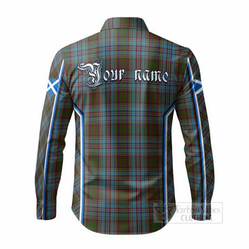 Anderson Tartan Crest Long Sleeve Button Shirts Scotland Coat of Arm Flag Style