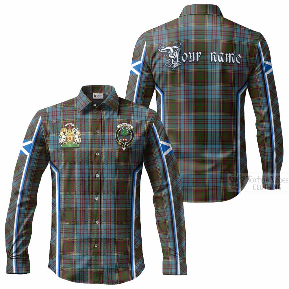 Anderson Tartan Crest Long Sleeve Button Shirts Scotland Coat of Arm Flag Style - Tartan Vibes Clothing