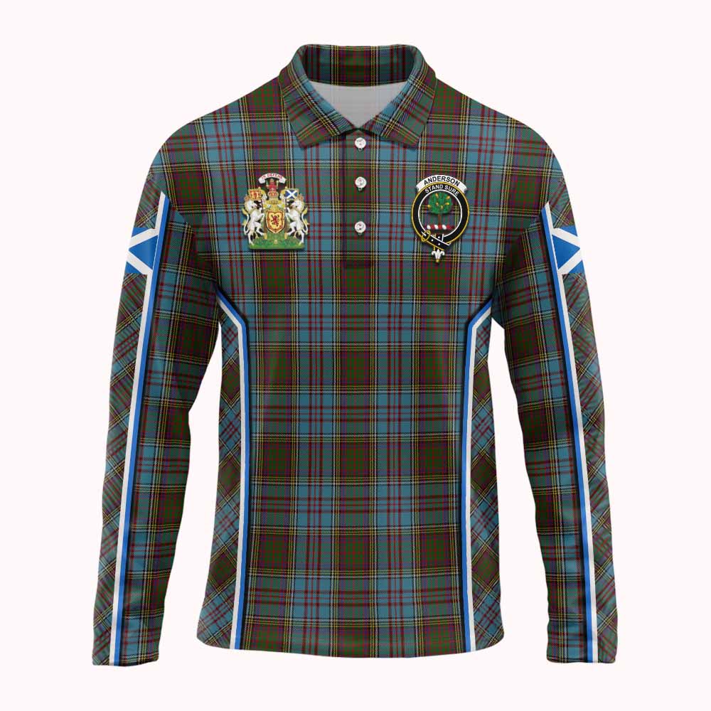 Anderson Tartan Crest Long Sleeve Polo Shirt Scotland Coat of Arm Flag Style - Tartan Vibes Clothing