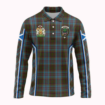 Anderson Tartan Crest Long Sleeve Polo Shirt Scotland Coat of Arm Flag Style