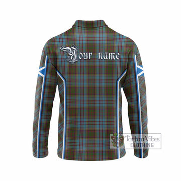 Anderson Tartan Crest Long Sleeve Polo Shirt Scotland Coat of Arm Flag Style