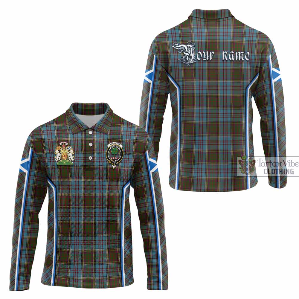 Anderson Tartan Crest Long Sleeve Polo Shirt Scotland Coat of Arm Flag Style - Tartan Vibes Clothing