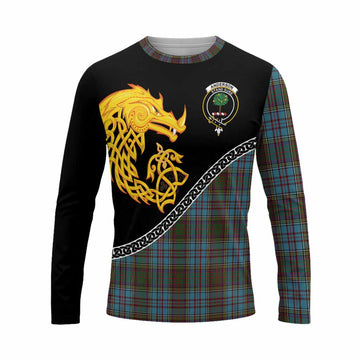 Anderson Tartan Crest Long Sleeve T-Shirt Legendary Dragon Knot Half Style