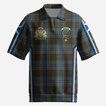 Anderson Tartan Crest Men’s Polo Sweater Top Scotland Coat of Arm Flag Style