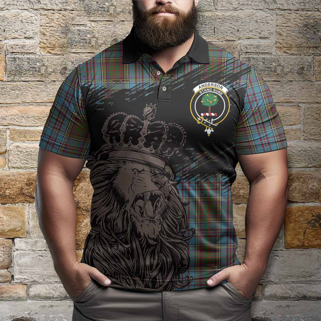 Anderson Tartan Crest Polo Shirt Crowned Lion Heritage Style