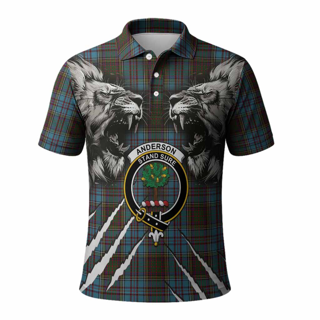 Anderson Tartan Crest Polo Shirt Ferocious Lion Style