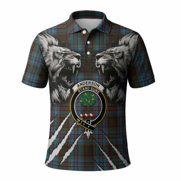 Anderson Tartan Crest Polo Shirt Ferocious Lion Style
