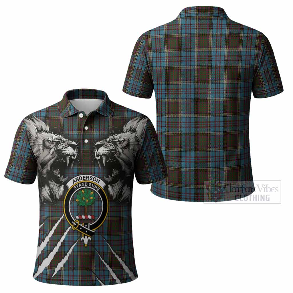 Anderson Tartan Crest Polo Shirt Ferocious Lion Style