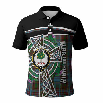 Anderson Tartan Crest Polo Shirt Scottish Thistle Celtic Cross Alba Gu Brath