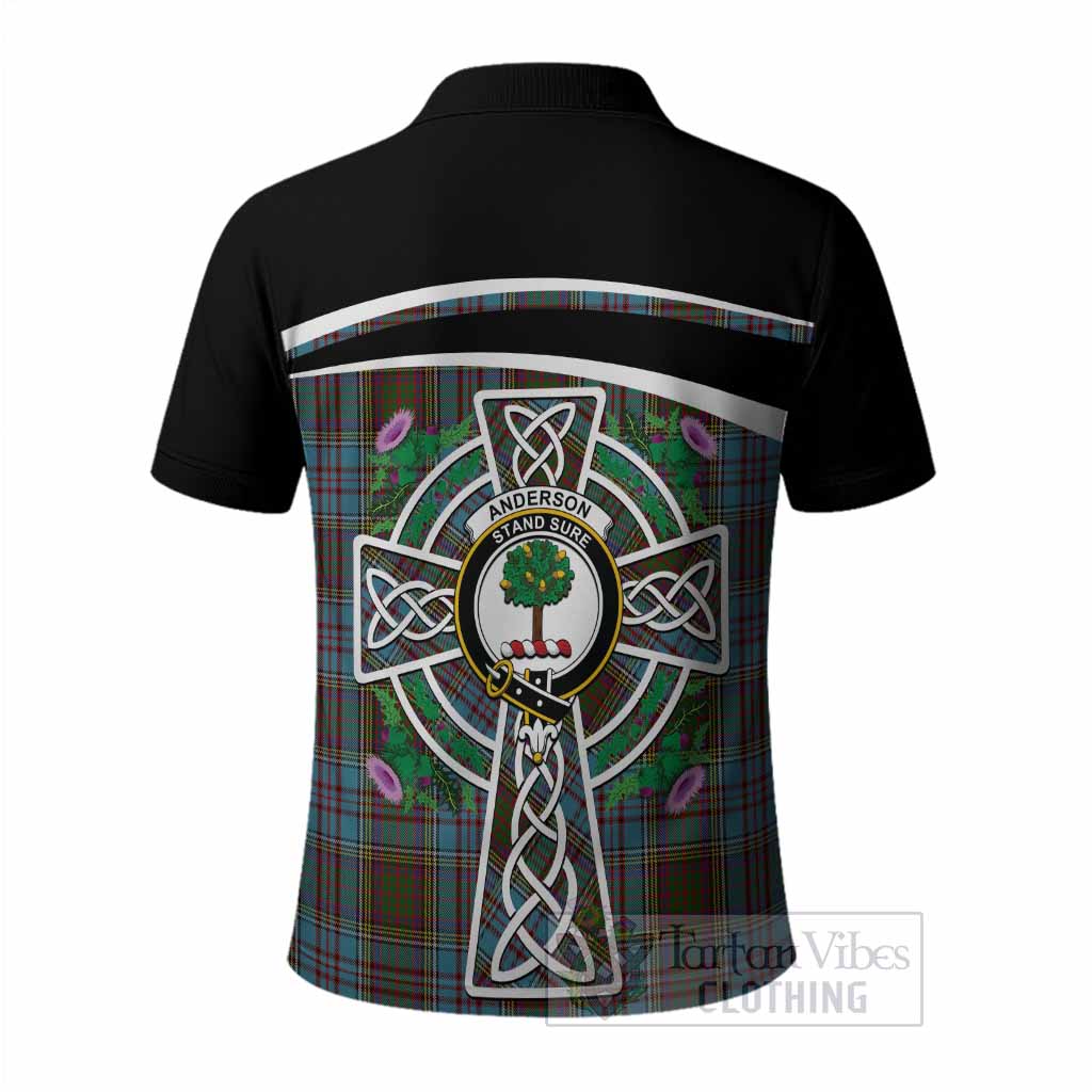 Anderson Tartan Crest Polo Shirt Scottish Thistle Celtic Cross Alba Gu Brath