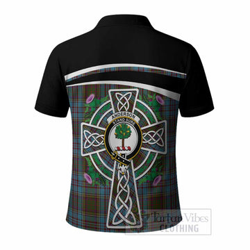Anderson Tartan Crest Polo Shirt Scottish Thistle Celtic Cross Alba Gu Brath