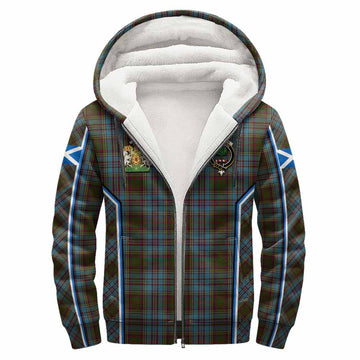Anderson Tartan Crest Sherpa Hoodie Scotland Coat of Arm Flag Style