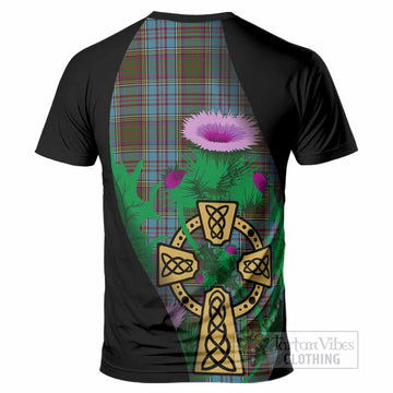 Anderson Tartan Crest T-Shirt Celtic Cross Thistle Flowers